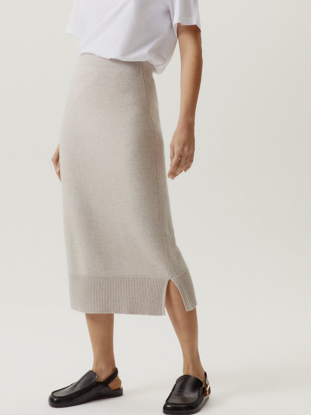Artknit Studios Merino Wool Skirt in Greige Size S